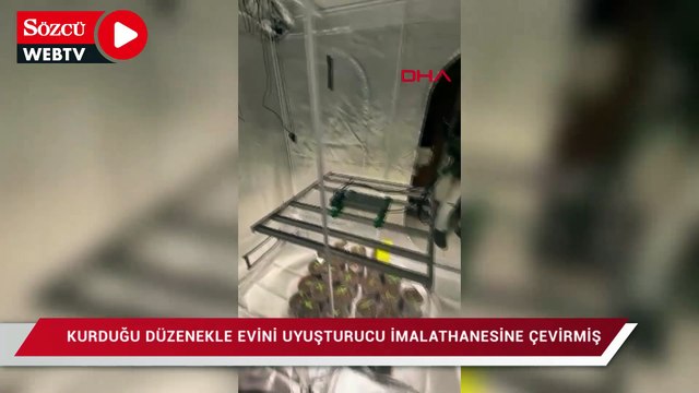 Kurduğu düzenekle evini uyuşturucu imalathanesine çevirmiş