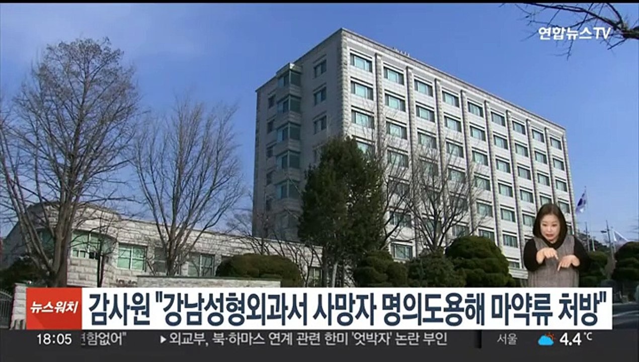 감사원 "강남성형외과서 사망자 명의도용해 마약류 처방"