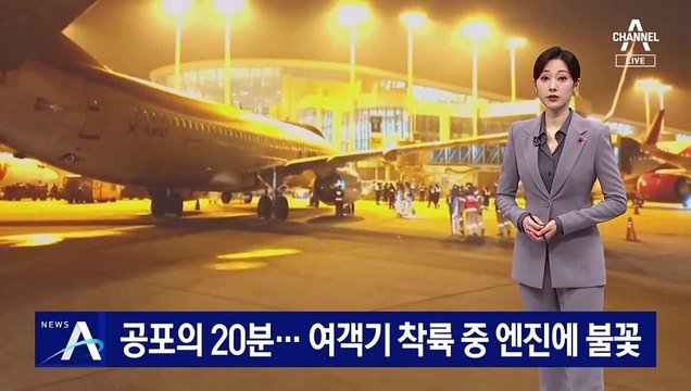 공포의 20분…여객기 착륙 중 엔진에 불꽃