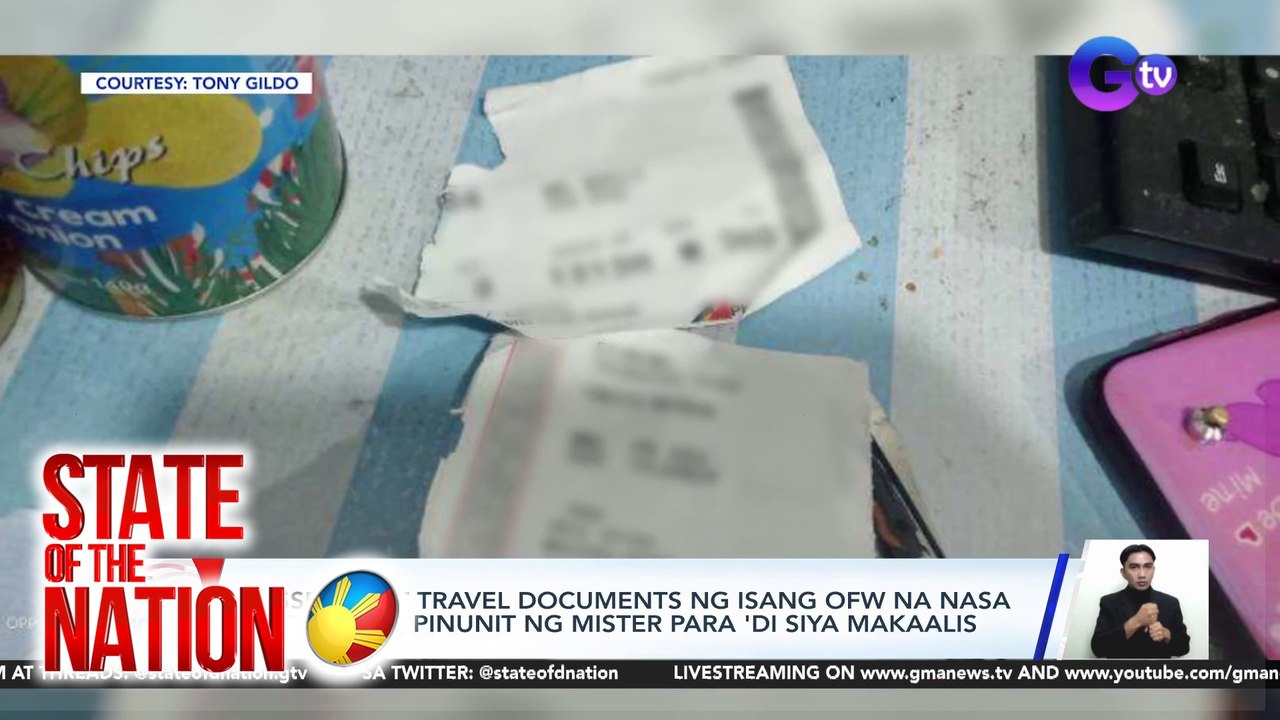 Passport at travel documents ng isang OFW na nasa airport na, pinunit ng mister para 'di siya makaalis | SONA