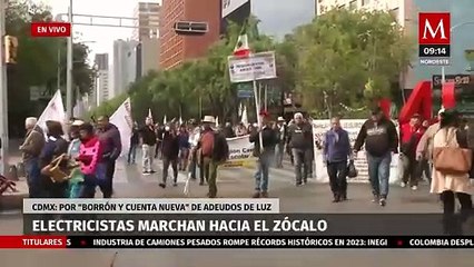 Integrantes del SME y ANUEE marchan hacia el Zócalo de CdMx
