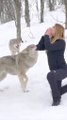 GIRL HOWLS WITH GIANT WOLVES #shorts