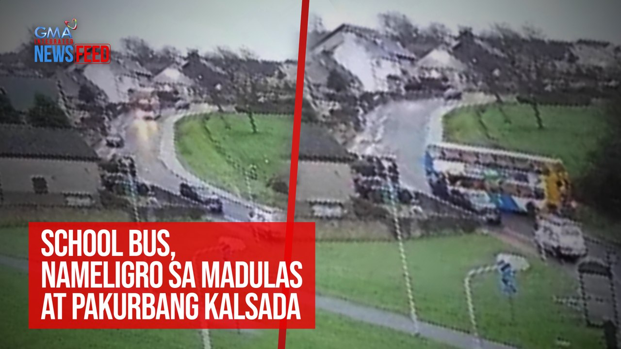 School bus, nameligro sa madulas at pakurbang kalsada | GMA Integrated Newsfeed