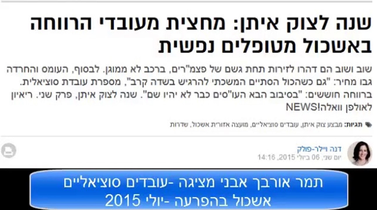 תמר אורבך אבני - מנהלת רווחה אשכול מציגה- עובדים סוציאליים בהפרעה