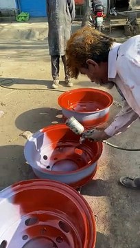 Truck Tire Rim Paint #tires #rim #painting #ytshorts #shortsvideo