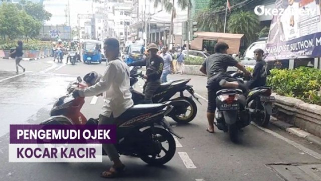 Pengemudi Ojek Kocar Kacir saat Razia Parkir Liar di Pasar Tanah Abang