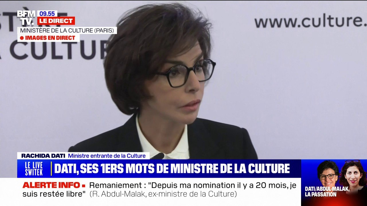 Remaniement: "Je suis très fière mais aussi très émue d'avoir été nommée" affirme Rachida Dati, nouvelle ministre de la Culture