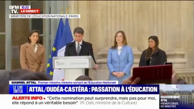 Suivez en direct la passation de pouvoir entre Gabriel Attal et Amélie Oudéa-Castéra au ministère de l'Éducation nationale