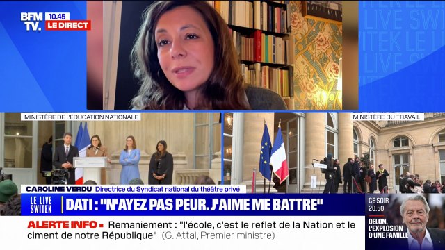Rachida Dati, ministre de la Culture: Je ne sais pas si on est ravis mais on est surpris assure Caroline Verdu (syndicat national du théâtre privé)