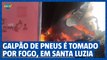 Santa Luzia: Incêndio em galpão com pneus assusta moradores e mobiliza bombeiros
