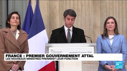 Nouveau gouvernement : passation de pouvoir entre Gabriel Attal et Amélie Oudéa-Castéra à l'Education nationale
