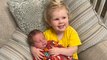 Adorable Moment Tot Meets Baby Brother for the First TIme