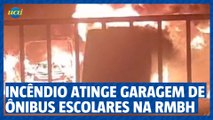 Incêndio durante a madrugada atinge garagem de ônibus escolares na Grande BH