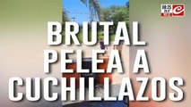 Brutal pelea a cuchillazos queda registrada en video