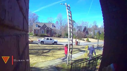 Ladder Fail Caught on Ring Camera | Doorbell Camera Video