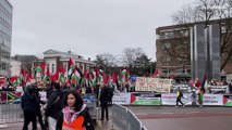 شاهد: تظاهرة أمام محكمة العدل الدولية في لاهاي تضامنًا مع الفلسطينيين