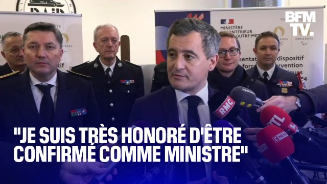 Gérald Darmanin, fraîchement confirmé ministre de l'Intérieur, s'exprime depuis le siège du Raid