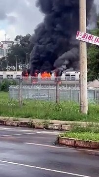 Vagão do metrô pega fogo em Águas Claras