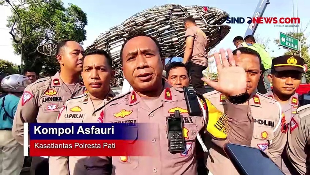 Ribuan Knalpot Brong Hasil Razia Dijadikan Patung Ikan Bandeng di Pati, Begini Penampakannya
