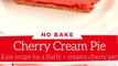 No-Bake Cherry Cream Pie | Made with jello, cherries & whipped cream!