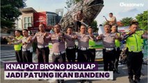 Unik! Ribuan Knalpot Brong Hasil Razia Disulap Jadi Patung Ikan Bandeng Raksasa