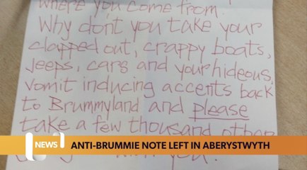 Wales headlines 12 January: ‘Hate crime’ anti-Brummie note left in Aberystwyth