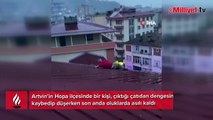 İtfaiye imdadına koştu son anda tutundu! Korku dolu anlar