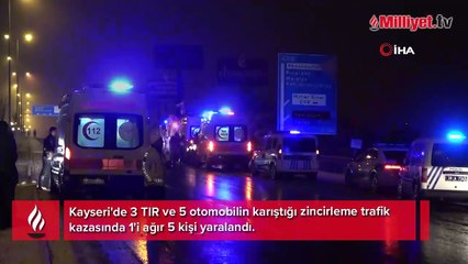 Kayseri'de zincirleme kaza! 1'i ağır 5 kişi yaralandı
