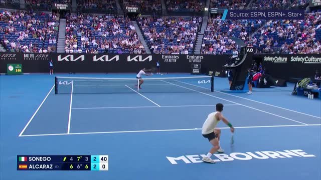 Sonego stuns Alcaraz with jaw-dropping drop shot