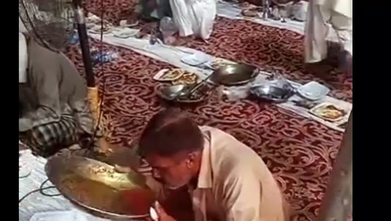 Villager eating dinner