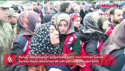 Şehit Uzman Çavuş Serkan Sayin'a memleketi Adıyaman'da acı veda