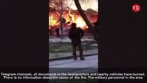 “Watch burning of Putin’s fighters’ headquarters_ -Russian army headquarters set on fire in Chechnya