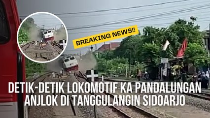 Terekam!! Detik-detik Lokomotif KA Pandalungan Anjlok di Tanggulangin Sidoarjo