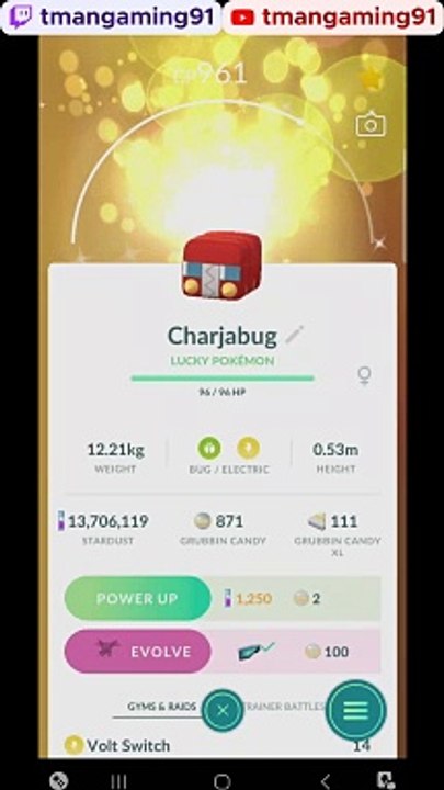 Pokémon GO-Evolving Shiny Charjabug