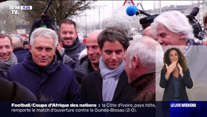 Gabriel Attal en déplacement sur un marché à Caen pour parler pouvoir d'achat