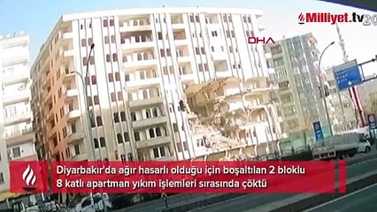 2 bloklu 8 katlı apartman yıkım sırasında çöktü