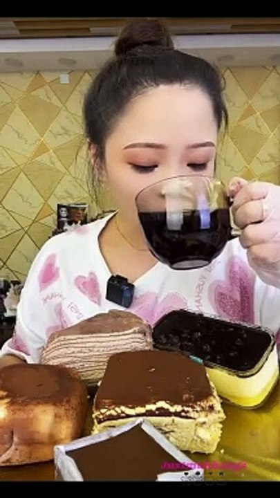 #12 Desserts mukbang/ASMR || Chocolate dessert set || crepe cake, icechocolava, mochi, tiramisu, creampuff, box cake