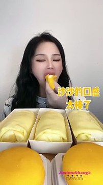 #15 Desserts mukbang/ASMR || Custard dessert set || mochi, towel roll crepe cake