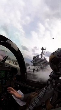 U.S. Navy F-A-18E Super Hornet TakeOff from Aircraft Carrier Deck