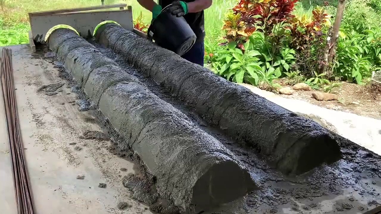 Making & Installing Round column Post No Need Wood Form #construction #idea #diy #skill #technique