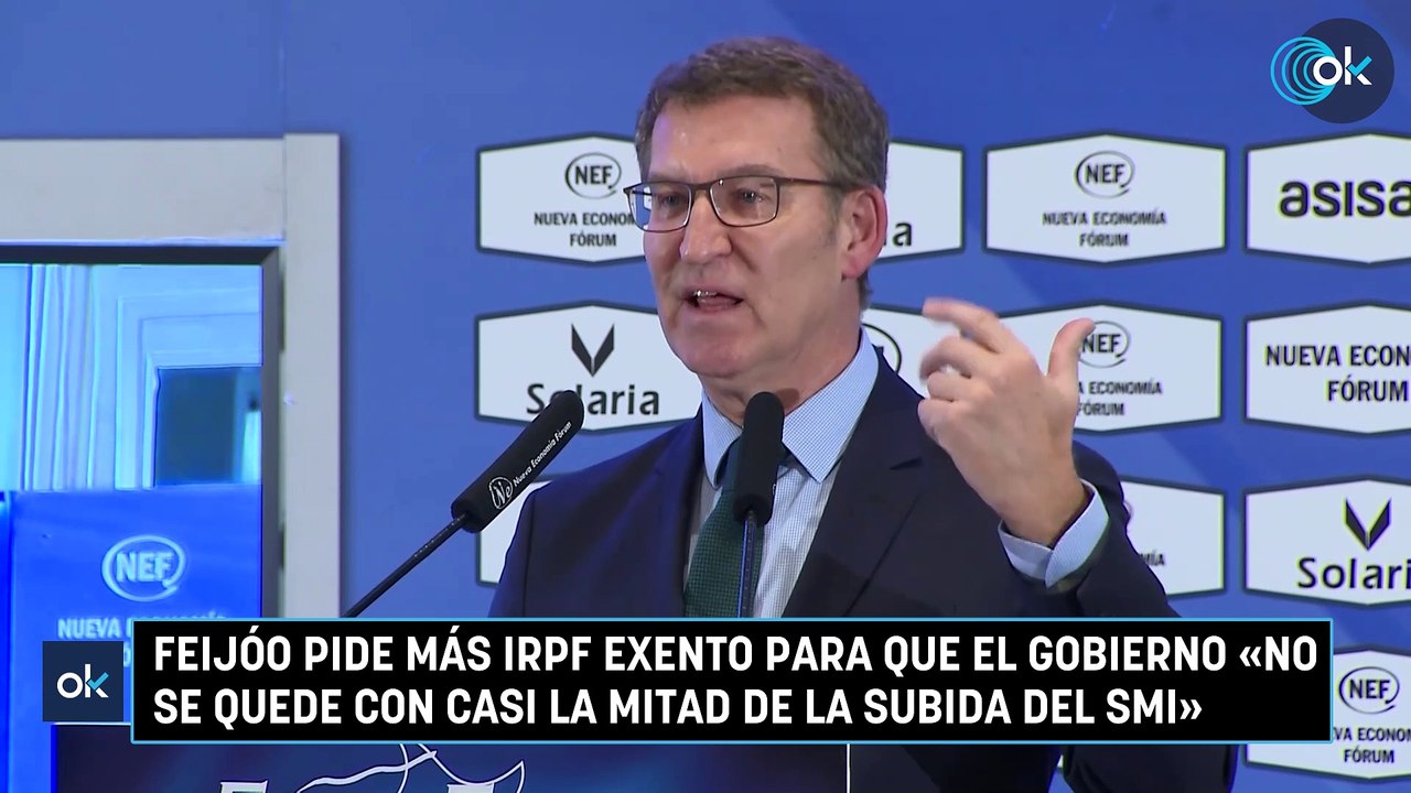 Feijóo pide más IRPF exento para que el Gobierno «no se quede con casi la mitad de la subida del SMI»