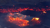 Iceland volcano eruption: House burns down as lava river surrounds building in aerial footage