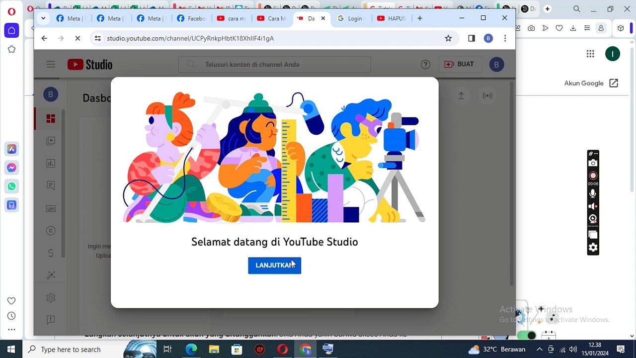 Menghapus konten youtube studio menggunakan browser secara permanen