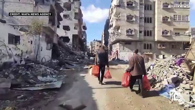 شاهد: دمار كبيرخلفه القصف الإسرائيلي في مخيم البريج في غزة