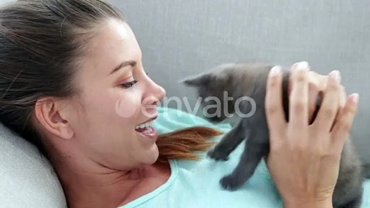 Woman with Kitten, People Stock Footage ft. beautiful & cheerful - Envato Elements