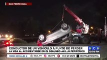 Conductor se salva de milagro tras caer a una cuneta en el segundo anillo, SPS