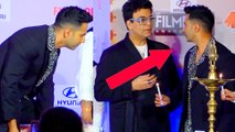 69th Filmfare Awards की Press Meet में दिखा Varun Dhawan का संस्कारी अवतार, जूते उतार कर जलाया दीप