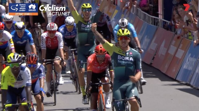 Santos Tour Down Under 2024 - Sam Welsford (Bora-Hansgrohe) la 1ère étape et au sprint ! Biniam Girmay sur le podium