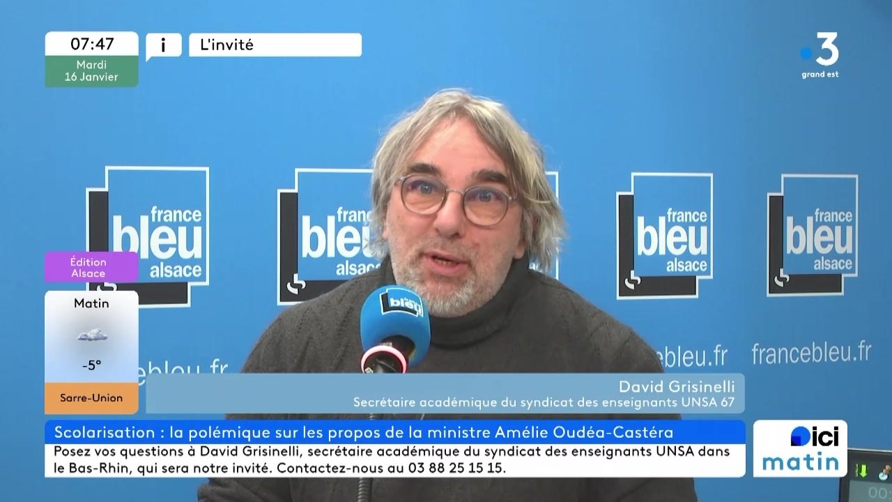 David Grisinelli, secrétaire académique du syndicat enseignants UNSA Bas-Rhin