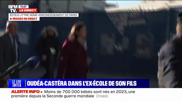 Amélie Oudéa-Castéra accueillie par des huées lors de son arrivée à l'école publique Littré, ancien établissement de son fils
